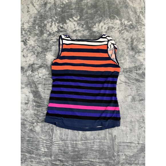 Calvin Klein Womens Striped Sleeveless Top Multicolor Scoop Neck Size M - Picture 2 of 8